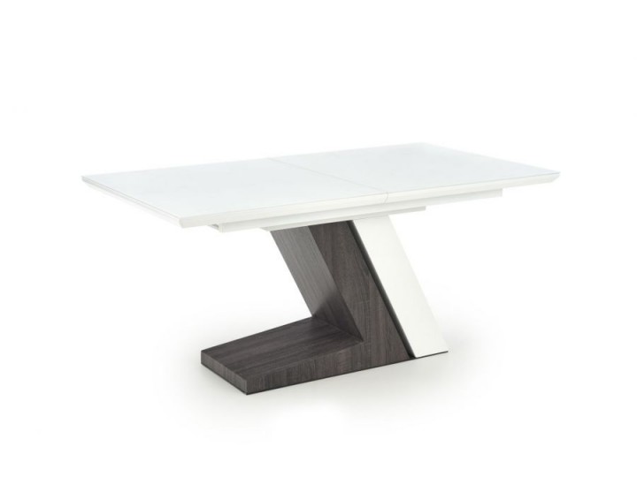 Обеденный стол раскладной MORTIS HALMAR белый глянец/темно-серый